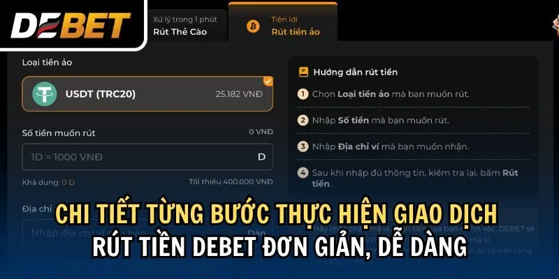 Chi tiết từng bước thực hiện giao dịch rút tiền Debet đơn giản, dễ dàng